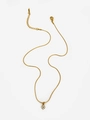 Goldene Edelstahlkette mit viersteinigem Blumenanhänger und verstellbarer Kette - Gold 4-Diamanten Blume
