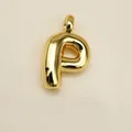 Polished gold initial P pendant charm made of high-quality plated metal for jewelry - Letter P