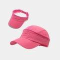 Fuchsia 2-in-1 quick-dry sports cap with detachable top for pony-tail or sun visor use - Adjustable / Rose Red