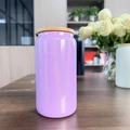12oz Sublimations-Glitzerglas in Lila mit mattem Finish und Bambusdeckel - 16OZ Einschichtig Regenbogen Lila