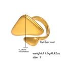 Bague large ajourée en acier inoxydable doré 18 carats, variante de taille 7 - Style Triangle Arrondi Décalé (A288) / Or