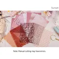DIY journal material pack in warm sunset tones featuring lace, linen mesh and floral papers - Sunset