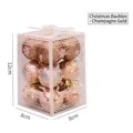 12er-Pack 4cm champagnergoldene Weihnachtskugeln mit Glitzer und geprägten Texturen in Box - 4cm / Champagnergold