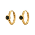 Orecchini a cerchio minimalisti placcati in oro 18 carati con pietre di zircone nero - Oro - Zirconia Nera