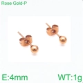 Minimalist 4mm rose gold spherical stud earrings in polished stainless steel for women - 4mm / Rose Gold