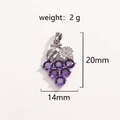Pendente uva in argento con zirconi viola e dettagli di foglie scintillanti sulla collana - Stile Uva Viola Gambo Argento(07)