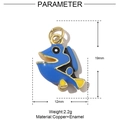 Macro detail of blue and yellow enamel fish charm showing size 19mm by 12mm - Blue Fish (3Pcs)