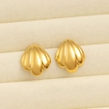 Orecchini a perno a conchiglia in acciaio inossidabile placcato oro 18 carati donna - Oro (CK84-金色)