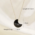 Detail view of crescent moon natural stone pendant with dimensions and chain length specs - Black Agate
