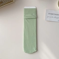 Bean green velvet mid-calf socks with ribbed cuffs and soft brushed cotton texture - One Size / Green