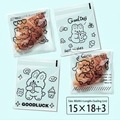 Cute cartoon clear self-adhesive bread bags 15x18cm with rabbit and bear prints - 4-in-1 Happy Pets