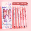 Erasable 0.5mm gel pens in crystal blue ink featuring pink cartoon rabbit designs - Ins Peter Pan Style 6Pcs/Box - Crystal Blue Ink