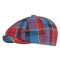 Classic newsboy cap featuring a red and blue plaid pattern in a retro wool style - One Size 56-58cm / Cotton-Red Blue