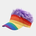 Cappellino con visiera arcobaleno e parrucca viola lunga per feste e celebrazioni - Regolabile / Parrucca Viola