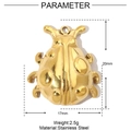 Close-up of golden ladybug pendant in stainless steel with 17mm by 20mm dimensions - Gold Ladybug