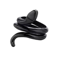 Gothic punk snake ring in polished black finish with adjustable open wrap design - Adjustable Open / Style 20 (All Black Snake)