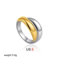 Two-tone 18K gold and silver wide ring with minimalist layered texture in size US 6 - US 6 / Two Tone Gold Silver (T304)