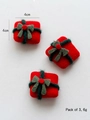 3er-Set rote Filz-Geschenkkarton-Ornamente mit grünen Schleifen für DIY-Projekte - 3 Stk. Rote Geschenkschachteln