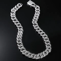 Heren Cuban link ketting zilver 16mm met hip hop stenen en vierkante sluiting voor mannen - 18 Inch (46cm) / Zilver