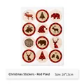 Christmas kraft sticker sheet with 12 red and black plaid holiday designs, 18x13cm set - Christmas Sticker - Red Plaid