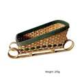 Handgeweven houten sleemand voor Kerstmis, licht hout met groene decoratieve accenten - Slee Mand Groen Middel 28*18*16cm