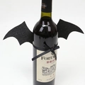 Halloween black sequin bat wing wine bottle decoration with matching ribbon - Halloween Bottle Bat Wings