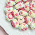 Hand-painted cylinder beads in pastel pink, yellow, and blue for DIY jewelry crafting - White Bead + Red Yellow Cream + Blue Yellow Cherry