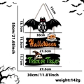 Appendiporta in legno per Halloween a tre livelli con motivi di zucca e pipistrello, 55cm - Targa a Corda con Lettera di Pipistrello
