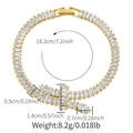 Luxury gold tone bracelet with rectangular clear zircons and cross motif design - 18K Gold / Gold-Clear Drop Cross (KB0773-1)