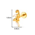 Golden titanium leaf cartilage stud with marquise cubic zirconia and flat back post - Leaf Style (T2552-1#) / Gold