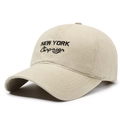 Retro washed beige baseball cap with black New York Campaign embroidery detail - Adjustable / Light Beige
