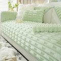 Dickes hellgrünes Plüsch-Sofakissen mit 3D-Struktur und passenden Kissen für Sofa - 110*240cm / Grün