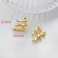 Detailed close-up of 14k gold plated irregular coral-shaped earrings with size markings - 5# Coral Branch - 1 Pair