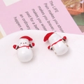 Détail macro de breloques bonhomme de neige en émail rouge et blanc pour bijoux DIY - 02# Bonhomme de Neige de Noël (12*14MM)