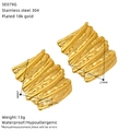 Detailed size and material specs for gold plated stainless steel irregular flower earrings - Irregular Crinkle Style (SE079G)