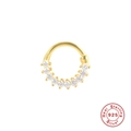 Gold plated S925 sterling silver hoop ring with clear cubic zirconia pavé setting - Style #6 / Gold