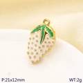 Pendentif fraise 3D en acier inoxydable 304 avec détails dorés pour bijoux DIY - Style Fraise Blanche (KLJ10187-ZLA)