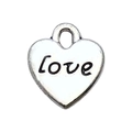 Ciondolo a cuore vintage in lega d'argento con incisione Love per gioielli fai-da-te - Ciondolo Cuore con Lettera Love