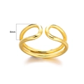 Minimalist double layered gold plated wavy ring with 8mm width on white background - Double Layer Wave Style (JZ5932)