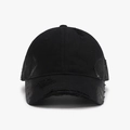 Distressed black cotton baseball cap with vintage frayed edges and washed finish - Distressed Ripped Style (24A177) / Black