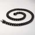 Street style hip hop punk black stainless steel Cuban link chain necklace for men - 50cm / Black