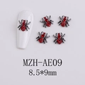 Detail of 8.5x9mm spider nail charm with gunblack metal finish and red rhinestones - Red Zircon Spider (AE09)