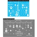 Macro detail of Christmas window static stickers showing dimensions and snowflake tree design - Merry Christmas XC028