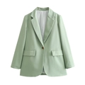 Blazer da donna verde chiaro con scollo a V, monopetto e tasche con patta laterali - S / verde chiaro