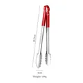 Long stainless steel food tongs with red heat-resistant handle and wavy serrated head - Red Handle Plum Blossom Tongs 14 Inch / Red