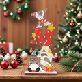 Lettres XMAS verticales en bois avec gnome et cadeau pour décoration de table - XMAS / Coloré