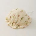 Detailed texture of baby cotton bonnet featuring bear tulip prints and ruffle edges - 35-43cm (0-12 Months) / Bear Flower