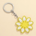 Porte-clés fait main avec marguerite en perles et pendentif fleur jaune et blanc chic - Fleur Jaune Blanc