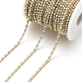 Golden chain roll with white pearls and clear rhinestones for jewelry making - 3mm White