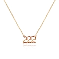 Golden necklace with angel number 222 pendant and pavé set red sparkling zircon stones - Gold-222 (Red Zircon)